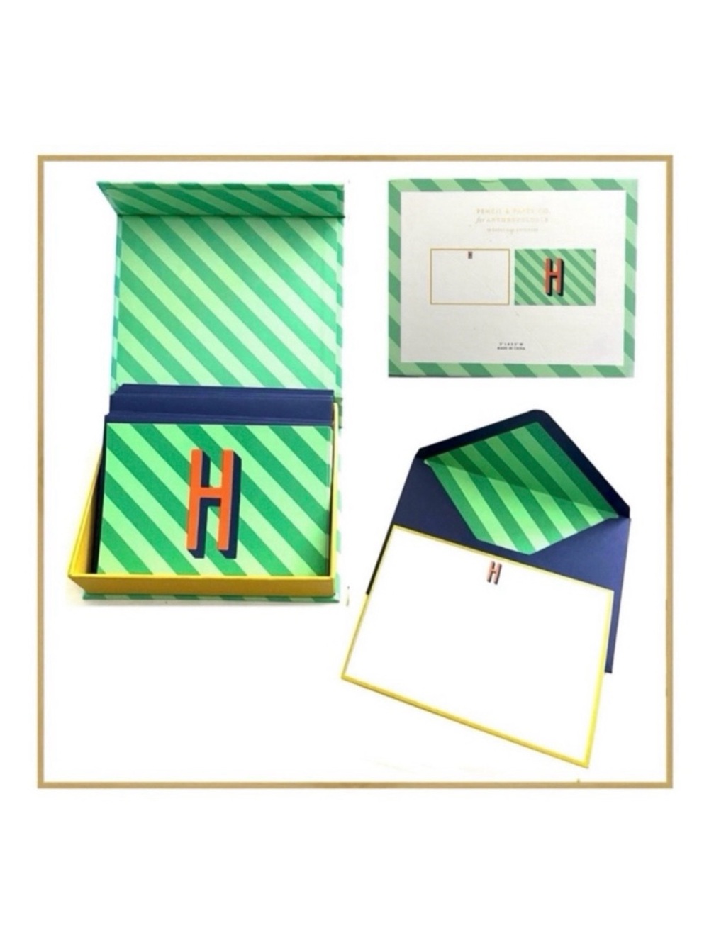 NWOT Pencil & Paper Co. for Anthropologie "H" Monogram Boxed Notecard Set